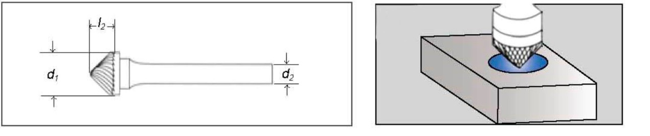 Борфреза твердосплавная SM030302KD тип K (Lраб=2, Lобщ.=38,5, dраб=3, dхв=3мм)